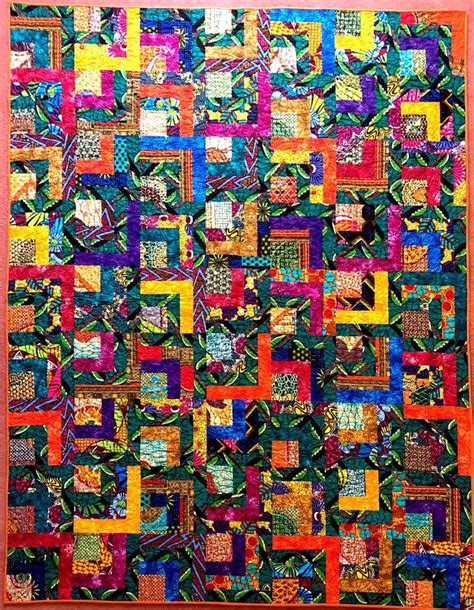 African Fabric Half Log Cabin Quilt African Quilts African American Quilts Patchwork Quilt