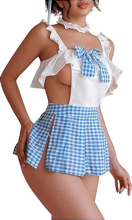 Amazon Soly Hux Women S Piece Plaid Lingerie Dress Babydoll
