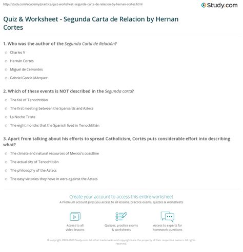 Quiz & Worksheet - Segunda Carta de Relacion by Hernan Cortes | Study.com