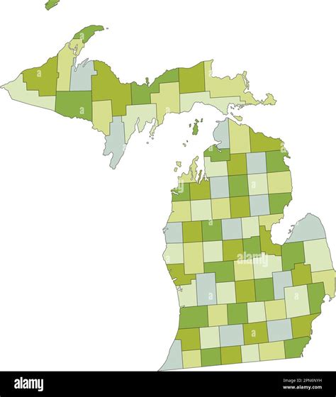 Highly Detailed Editable Political Map With Separated Layers Michigan