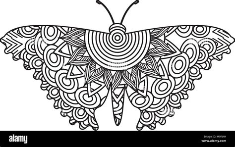 Hand Drawn For Adult Coloring Pages With Butterfly Zentangle Monochrome