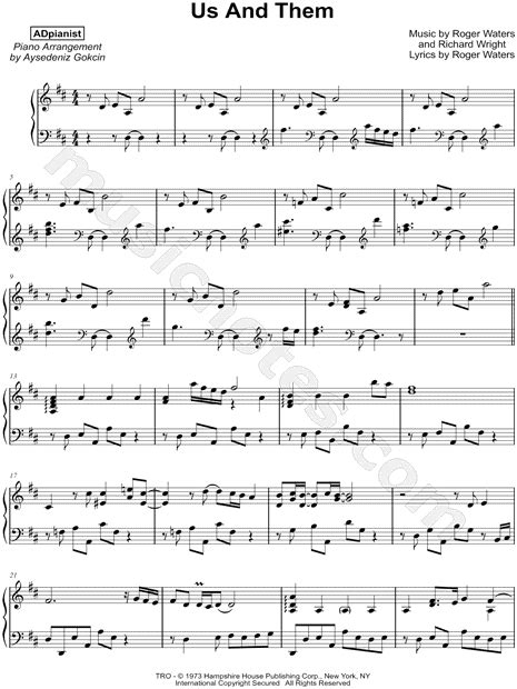 Aysedeniz Gokcin Us And Them Sheet Music Piano Solo In D Major Download And Print Sku