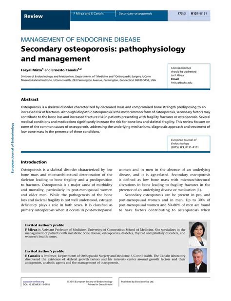 PDF MANAGEMENT OF ENDOCRINE DISEASE Secondary Osteoporosis PDF