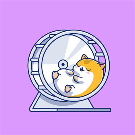 Cute Hamster Sleeping In Jogging Wheel Cartoon Vector Icon Illustration