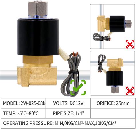 Baomain Válvula solenoide eléctrica de latón 14 CC 12 V 2 vías 2