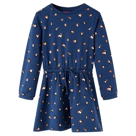 Kinderkleid mit Langen Ärmeln Marineblau 116 online kaufen