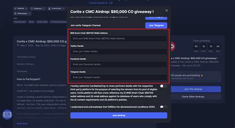 H Ng D N Tham Gia Airdrop Corite Tr N Coinmarketcap C P Nh T Tin T C