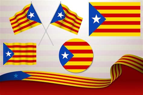 Premium Vector Set Of Catalonia Flags In Different Designs Icon