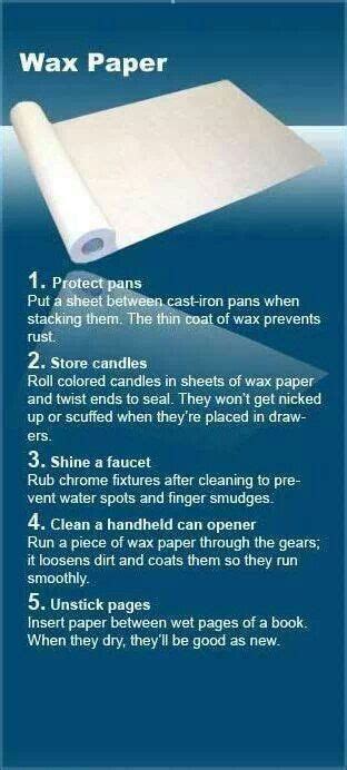 Wax paper uses | Cleaning hacks, Household cleaning tips, Household hacks