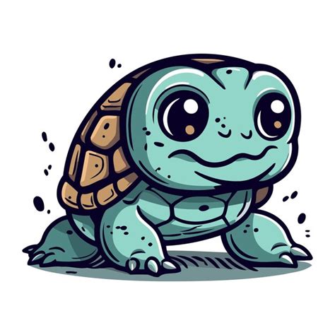 Illustration Vectorielle D Une Jolie Tortue De Dessin Anim Isol E Sur