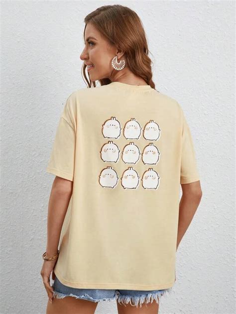 Shein X Molang Cartoon Graphic Drop Shoulder Tee Shein Usa