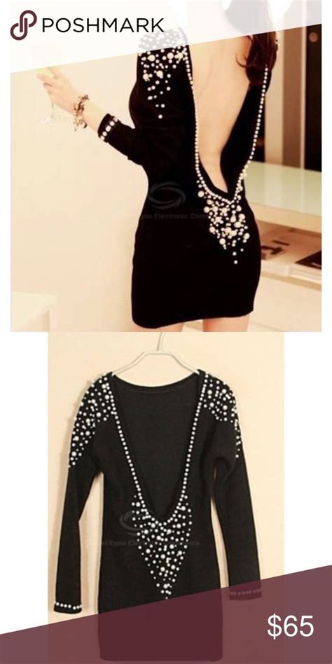 Black Dress With Pearl Accent Black Dress With Pearls Black Dress Clothes Design