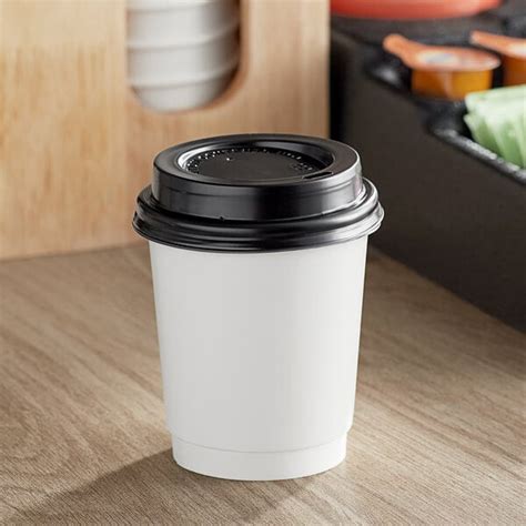 Choice 8 Oz White Smooth Double Wall Paper Hot Cup And Lid 100 Pack