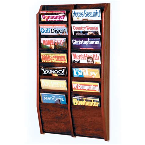 Mahogany Wall Mount Pocket Vertical Magazine Rack Shoppopdisplays