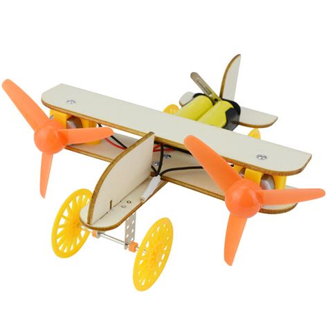 Wooden DIY Biplane Taxi Airplane Aircraft Steam Toy Wooden DIY Crafts ...