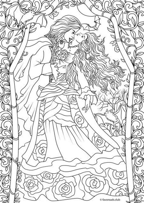 Vampire Romance Printable Adult Coloring Page From Favoreads Etsy