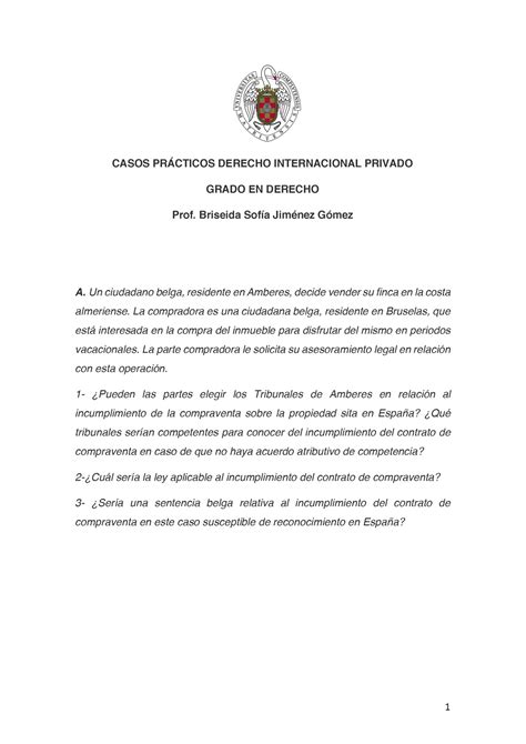 Casos Prácticos DIPR BSJG CASOS PRÁCTICOS DERECHO INTERNACIONAL