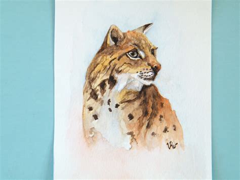 Pintura De Lince Acuarela Original De Un Lince Euroasi Tico Etsy Espa A