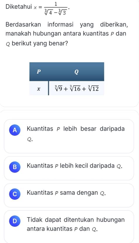 Solved Diketahui X Sqrt Sqrt Berdasarkan Informasi