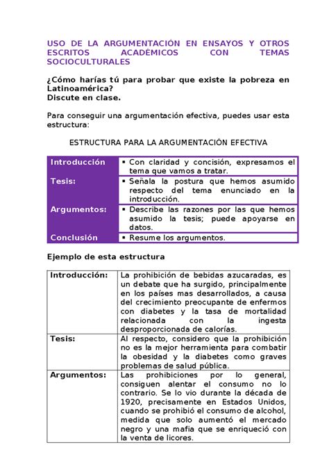 Lengua Y Literatura USO DE LA Argumentación EN Ensayos USO DE LA