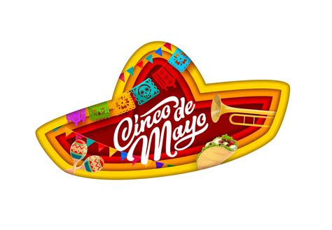 Cinco Delaware Mayonesa Papel Cortar Mexicano Sombrero Bandera Con