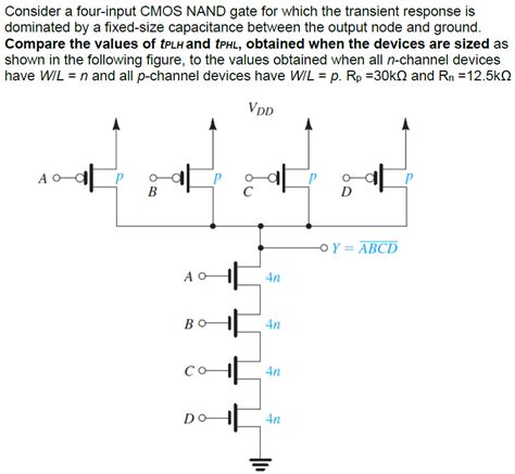 Solved Consider A Four Input CMOS NAND Gate For Which The Chegg