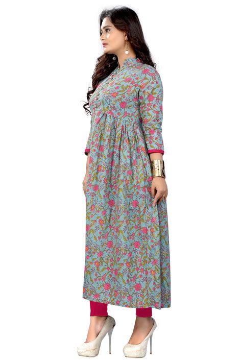 Vbuyz Multicoloured Cotton Anarkali Kurti Buy Vbuyz Multicoloured