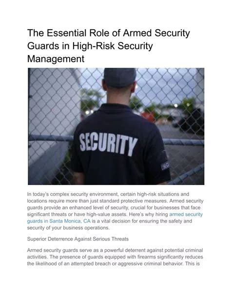 PPT The Essential Role Of Armed Security Guards In High Risk Security