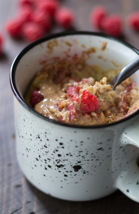 Raspberry Apple Microwave Baked Oatmeal In A Mug Kims Cravings