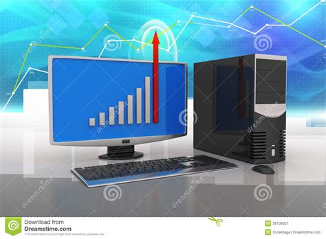computer showing  finance graph stock illustration illustration