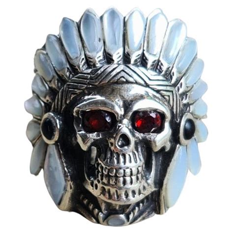 Silver And Garnet Eyes Devil Skull Men S Ring For Sale At 1stDibs