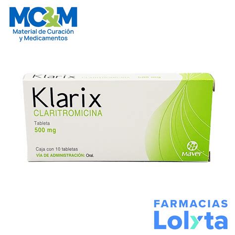 Claritromicina 500 Mg C 10 Tab Klarix Lab Maver Website Mcandm