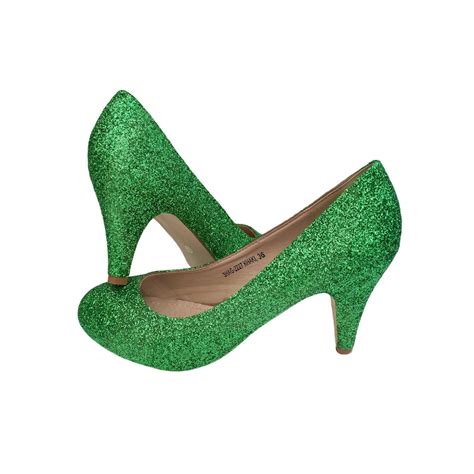 Green Glitter Heels Emerald Green Heels Bright Green Shoes Etsy