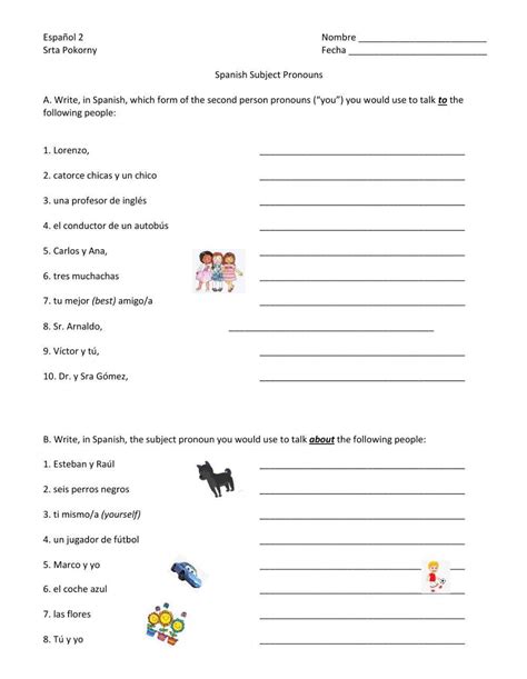 Ser And Subject Pronouns Practice Spanish Worksheet Worksheets Library