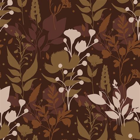 Textura boho floral naturaleza marrón vector de patrones sin fisuras