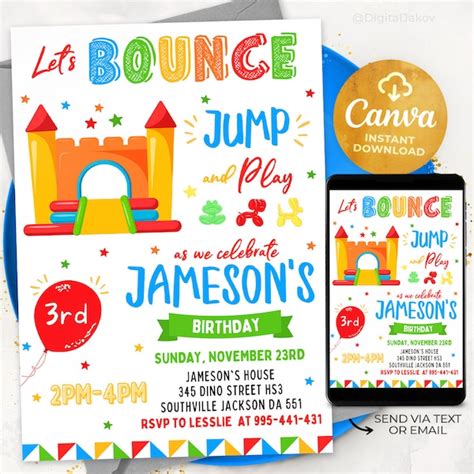 Bounce Party Invitations Etsy