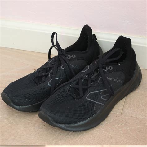 new balance women's black monochrome running/walking... - Depop