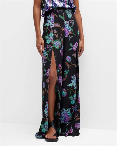 Etro Floral Print Wide Leg Crepe Pants Neiman Marcus