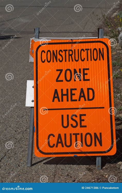 Construction Zone Sign Royalty Free Stock Image - Image: 24671386