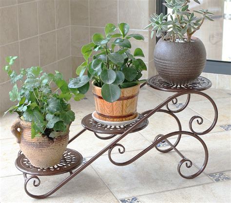 Iron Flower Shelf Balcony Living Room Flower Pot Stand Succulent Bay