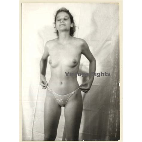 Slim Semi Nude Female Standing 2 White Panties Vintage Photo GDR 1980s