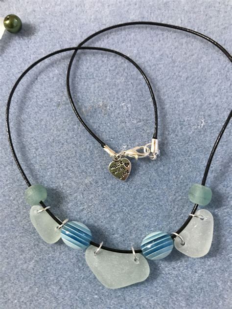 Just Pretty Beads And Seaglass Sea Glass Art Sea Glass Jewelry Beaded Necklace Necklaces