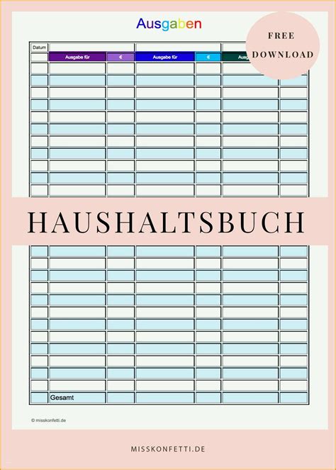 Neue Version Haushaltsbuch Excel Vorlage Kostenlos Editierbar