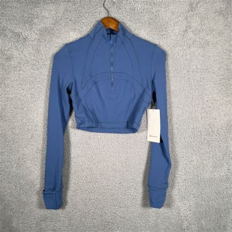 Nwt Lululemon Define Cropped Half Zip Luon Pitch Blue Size 4 Ebay