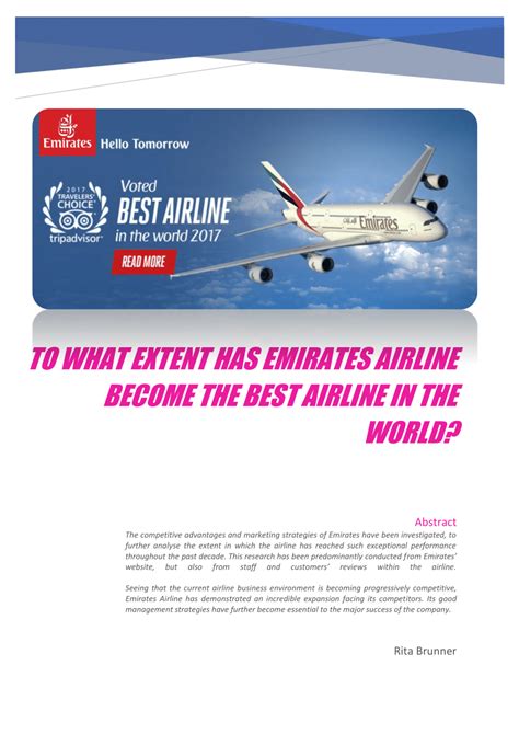 Pdf To What Extent Has Emirates Airlines Become The Best Airline In The World