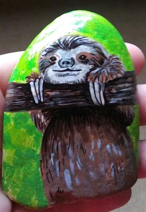 Sloth Painted Rock Painted Rock Animals Painted Rocks Painted Rocks Diy