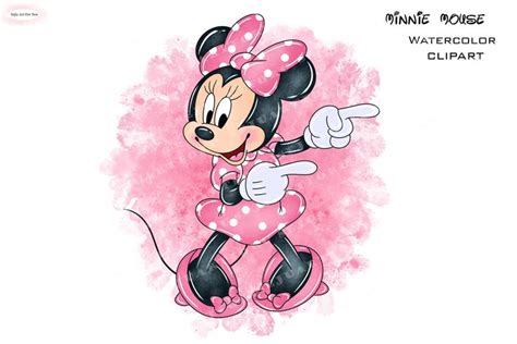 A Drawing Of Minnie Mouse In Pink And Black