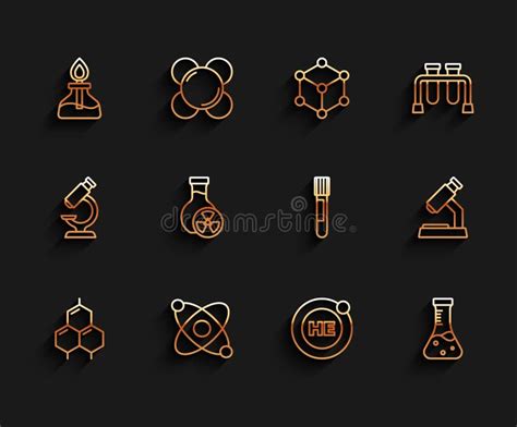 Set Line Chemical Formula Atom Alcohol Spirit Burner Helium Test