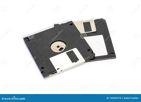 Floppy Disk Inch Isolated On White Backround Two Vintage Computer