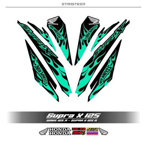 Jual STRIPING SUPRA X 125 R NEW MTF 24 API HOTWHELLS TRIBAL FIRE